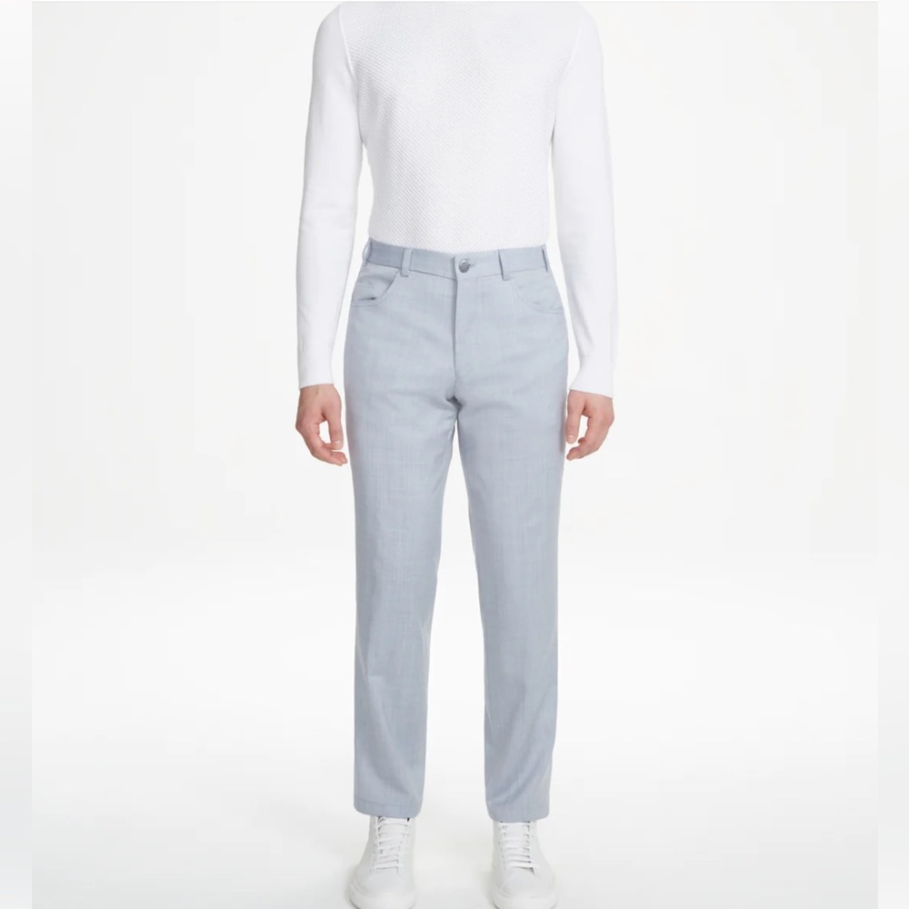 Jack Victor Light Blue Solid Sage 5-Pocket Wool Pant Size 40